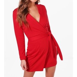 Bohoo super cute long sleeve dress RED
